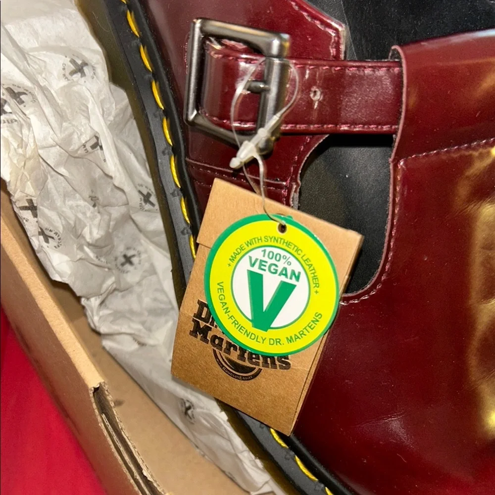 Dr. Martens Burgundy Vegan Mary Jane Shoes - Picture 4 of 6